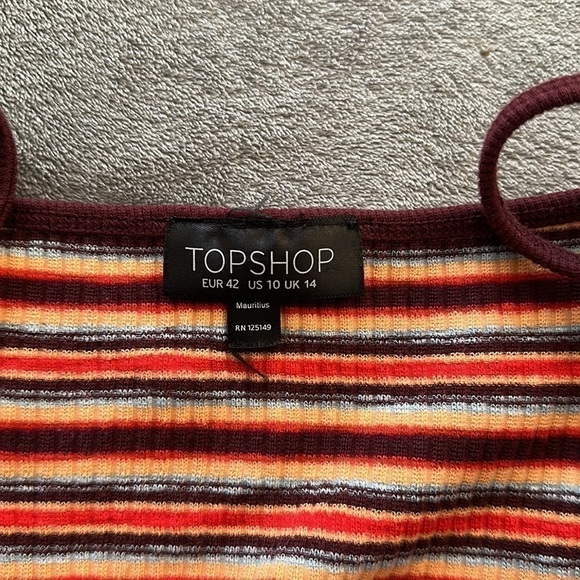 Topshop Striped Bodycon Mini Dress - Size 10 - Picture 5 of 6